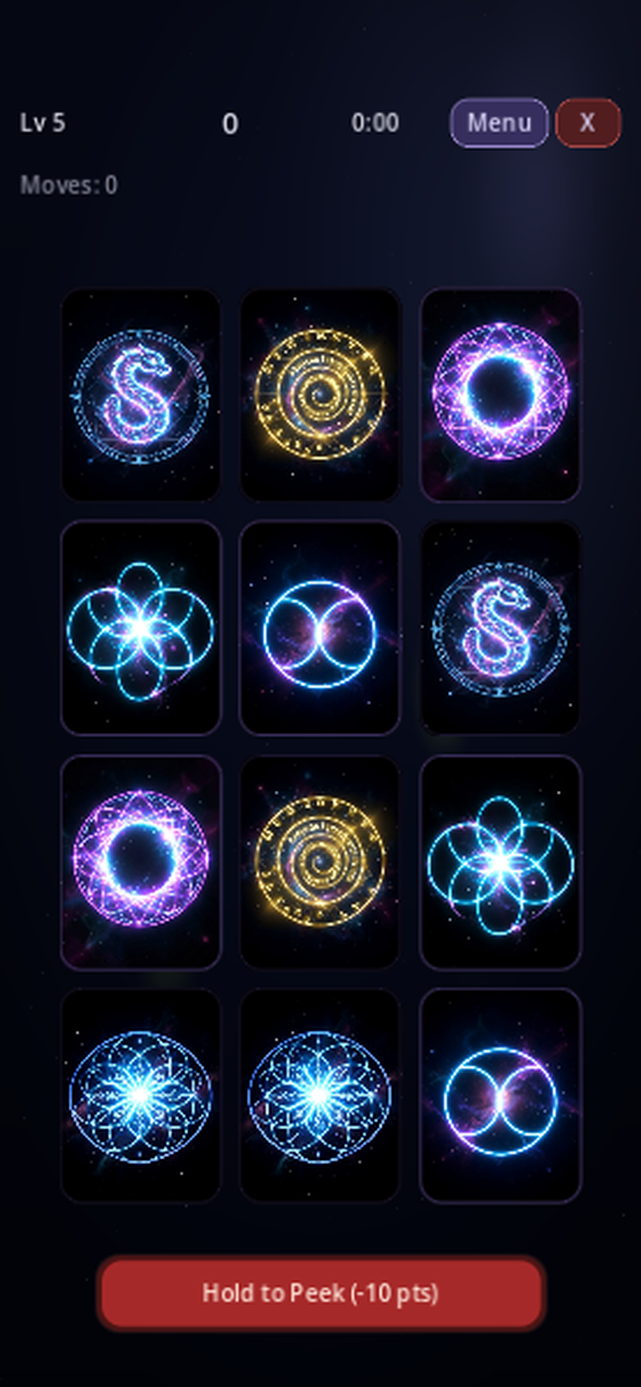 Mnemora card matching screenshot